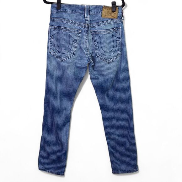 True Religion Geno Jeans Flag Patch Blue Size 29 Vintage Inspired Americana - Picture 2 of 13